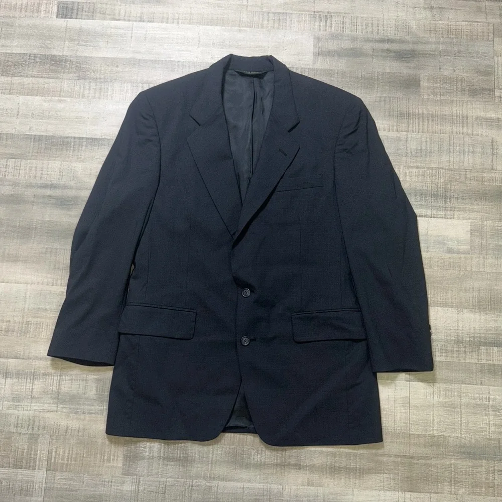 Vintage Jos. A. Bank Sport Coat Mens 40R Blue Plaid Stretch Traveler  Blazer